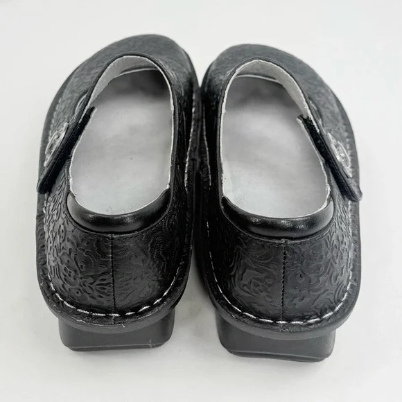 Alegria PALOMA 7507 Black Tooled Leather Mary Jane Support Comfort Orthotic Shoe - Picture 9 of 16
